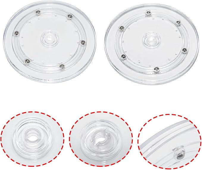 2 Pcs Clear 6 inch Acrylic Lazy Susan Rotating Turntable Organizer Bearings - Round Swivel Plate for Spice Rack, Table, Cake, Kitchen Pantry