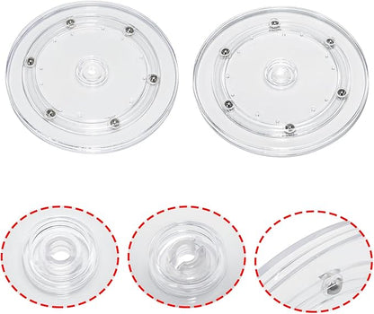 2 Pcs Clear 6 inch Acrylic Lazy Susan Rotating Turntable Organizer Bearings - Round Swivel Plate for Spice Rack, Table, Cake, Kitchen Pantry