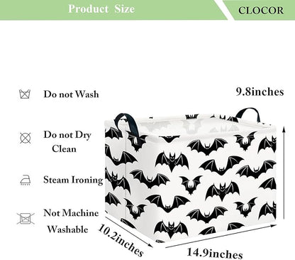 CLOCOR Rectangular Bat Storage Basket Empty,Collapsible Fabric Storage Container,Room Decor, Gift Basket(Bat)