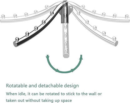 2 Pack Wall Mounted Folding Clothes Hanger Rack, Folding Hanger Detachable Sturdy Swing Arm Coat Hanger Stainless Steel Clothes Hook Closet Rod Clothing Holder Drying Racks for Bathrooms Laundry Room