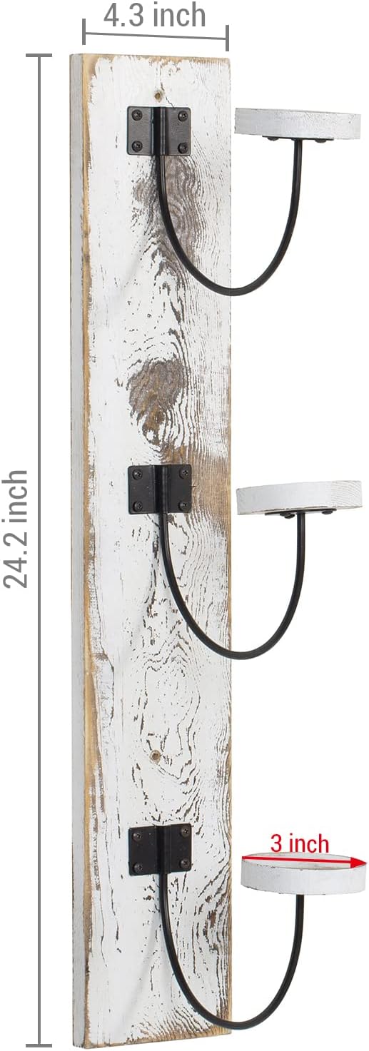MyGift 2 Pcs Hat Rack Wall Mount, Cowboy Hat Organizer Holder, Coat, Cap Clothes Hanger with Metal Wire and Wood Hooks, Whitewashed