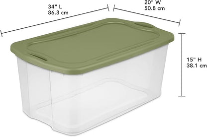120 Quart Storage Bins with Lids, 2-Pack, Clear Plastic Stackable Tote Box Containers with Full-Grip Handles for Home Garage Office Closet Organization