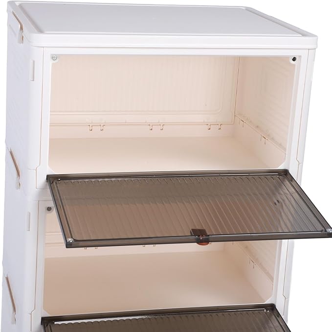 Shoe Storage Box 6 Pack Clear Plastic Stackable Shoe Organizer with Magnetic Door and Wheels for Sneakers Boots Closet Entryway (6 Layers)