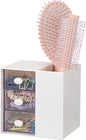 Hair Accessories Organizer with Hair Brush Holder Cosmetic Storage Case with Drawer for Makeup Sponge Plastic Desktop Organizer, White