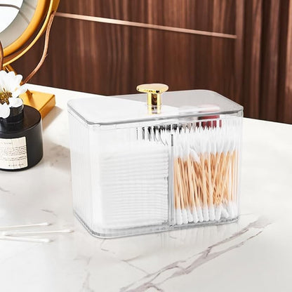 Kakalote Qtip Holder Dispenser for Cotton Ball, Cotton Swab, Clear Swab Holder, Qtip Dispenser, Vanity Makeup Organizer, Floss Container(Transparent)