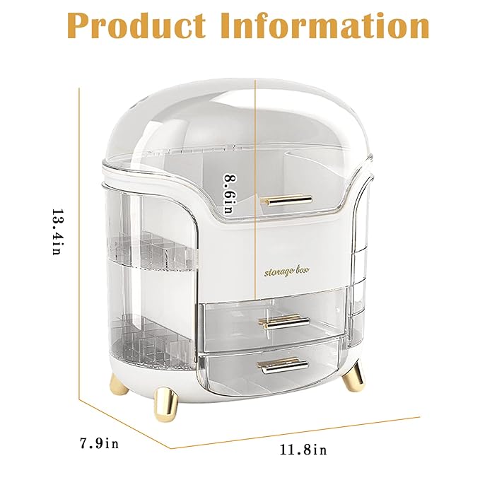 Makeup Organizer & Skincare Organizers, Cosmetic Organizer Box for Countertop with Lid & Drawers, Make Up Storage Organizer with Waterproof & Dustproof Cover, Birthday Gifts for Vanity Women Girls
