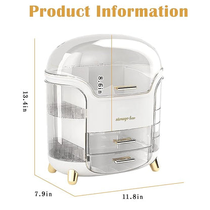 Makeup Organizer & Skincare Organizers, Cosmetic Organizer Box for Countertop with Lid & Drawers, Make Up Storage Organizer with Waterproof & Dustproof Cover, Birthday Gifts for Vanity Women Girls