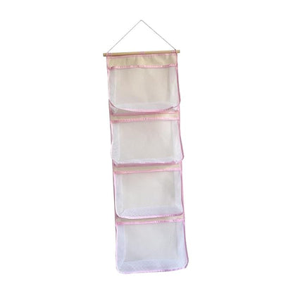 Fenteer Over Door Organizer,Hanging Storage Organizer,Stuffed Animal Storage, Accessory Holder for Shoes Girl Nursery Boy, Pink