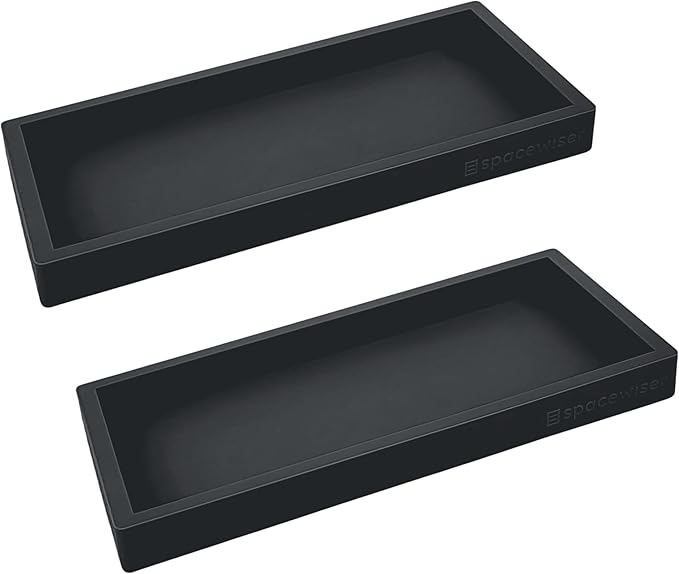 Spacewiser Countertop and Vanity Tray - 2 PC Small 7.7" Silicone Bathroom Trays, Kitchen Soap Tray, Dish Sponge Soap Holder Kitchen Sink Organizer Caddy, Bathroom Counter Trays for Lotion Dispenser