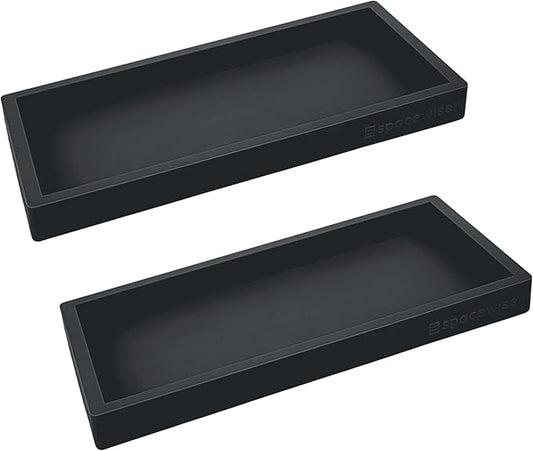 Spacewiser Countertop and Vanity Tray - 2 PC Small 7.7" Silicone Bathroom Trays, Kitchen Soap Tray, Dish Sponge Soap Holder Kitchen Sink Organizer Caddy, Bathroom Counter Trays for Lotion Dispenser