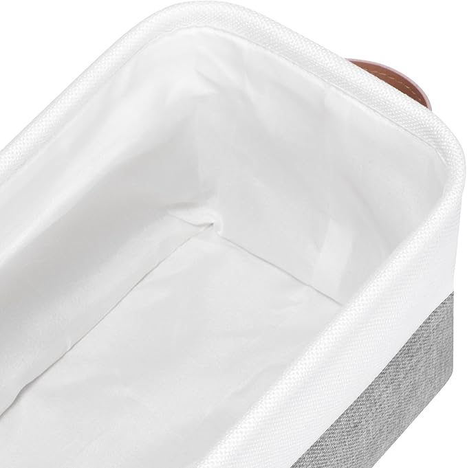 Small Fabric Storage Bins, 15x6x5 inch Narrow Storage Baskets 4-Pack Long Storage Basket for Organizing with Handles, Decorative Basket for Closets, Shelves, Toilet Paper, Grey