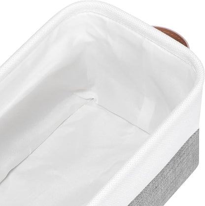 Small Fabric Storage Bins, 15x6x5 inch Narrow Storage Baskets 4-Pack Long Storage Basket for Organizing with Handles, Decorative Basket for Closets, Shelves, Toilet Paper, Grey