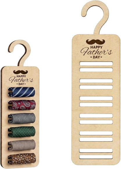 1PC Wooden Tie Rack for Dad’s Closet, Wooden Tie Hanger Space-Saving Organizer & Decorative Woodcraft, Ideal Gift for Father’s Day, Birthday, or Holiday(0.4inches/1cm Thick)
