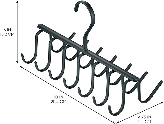 InterDesign Axis Closet Organizer Rack for Ties, Belts - Matte Black