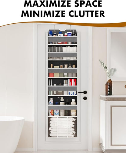 Over The Door Organizer, Hanging 6-Shelf Storage Organizer with 50lb Heavy Duty Perfect for Bathroom Closet Nursery Bedroom (Grey,1 Pack)