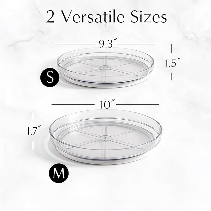 NOSTALGIQ Set Lazy Susan - Lazy Susan Organizer 2-Pack - Rotating Cabinet & Spice Rack, Clear