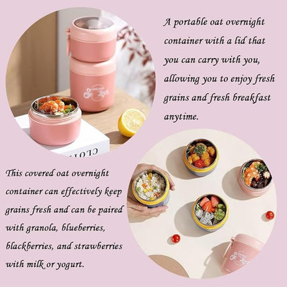 18+10 oz Reusable Yogurt Containers with Lids and Spoons,Overnight Oats Cereal Containers with Lids,Snack Cup Box Stackable Breakfast and Lunch Containers (Pink)