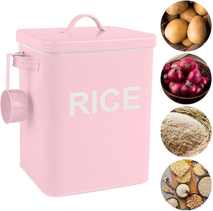 MagiDeal Flour Canister, Sealed Food Storage Bin, Countertop Organizer Jar for Grain, Beans, Kitchen Rice, Pink M