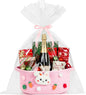 ShellKingdom Empty Gift Basket with Gift Bags and Ribbon, Birthday Basket for Boys Girls, Storage Woven Basket with Handles for Home Organizer, 12 X 8 X 5 INCH, Easter Pink