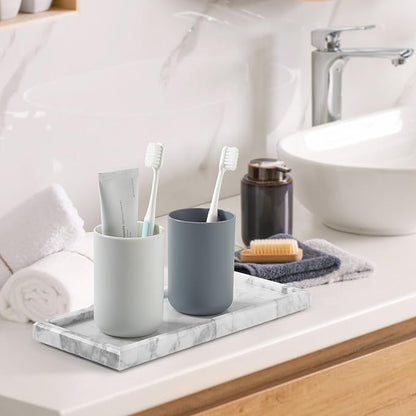 Natural Marble Vanity Tray, Luxury Stone Organizer for Bathroom & Kitchen Counter | Holds Soap Dispenser, Jewelry, Perfume | Non-Resin, Non-Ceramic Décor