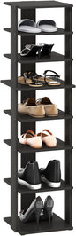 Furinno Compact Vertical Shoe Rack, 8-Tier Narrow Shoe Organizer, Free Standing Shoe Storage, Shoe Shelf for Boots, Sneakers, 12 x 12.6 x 46.7, for Closet, Entryway, Office, Garage, Espresso