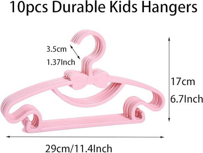 YYaaloa 10pcs Kids Clothes Hangers - Baby & Toddler Plastic Hangers (Pink, 10pcs)