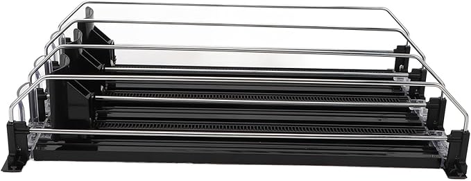 Drink Dispenser for Refrigerator, Self Pushing Soda Can Organizer Adjustable Divider for Refrigerator Supermarket (Black)