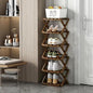 Foldable Shoe Rack, Bamboo Vertical Shoe Organizer Tall for Small Spaces. Multifunctional Narrow Shoe Shelf for Entryway, Closet, Corner, Bedroom, Hallway, Brown Color 6 Layers