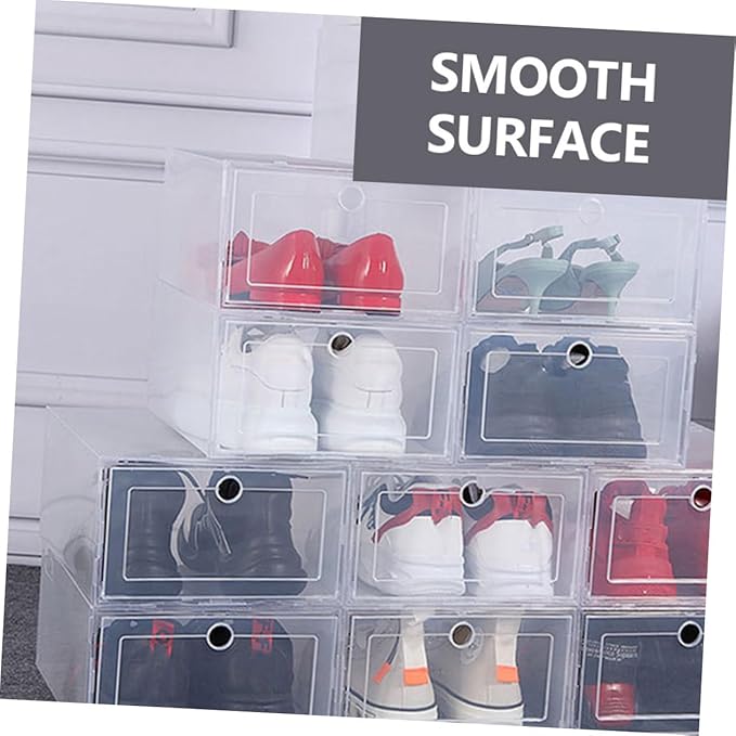 Hemobllo 6Pcs Plastic Shoe Storage Box Clamshell Design Lid Sturdy PP Material Stackable Organizer for Sneakers for Closet and Home Use