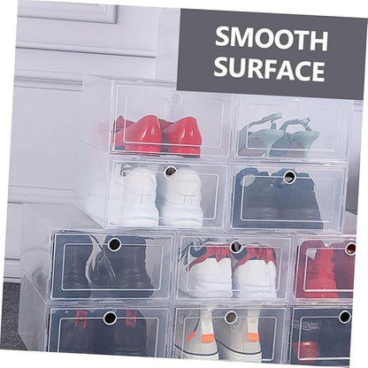 Hemobllo 6Pcs Plastic Shoe Storage Box Clamshell Design Lid Sturdy PP Material Stackable Organizer for Sneakers for Closet and Home Use