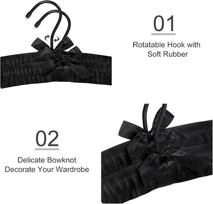 TOPIA HANGER Padded Hangers for Women Clothing,17-inch Satin Hangers 10 Pack Thick Foam Padded No Shoulder Bump for Sweaters, Coat, Blouses, Dresses-Black, CT18B-10