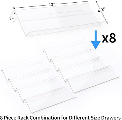 MIUKAA Clear Acrylic Spice Drawer Organizer, 4 Tier- 2 Set Expandable From 13" to 26" Drawer Seasoning Organizer, Kitchen Spice Rack Tray for Drawer/Countertop (Jars not included)
