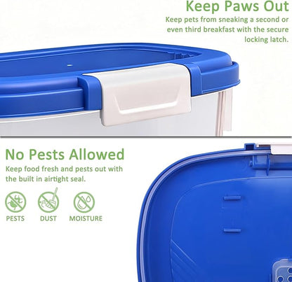 Large Rice Storage Container 30 Lbs with Wheel - Airtight Flour Food Container 15 Lbs with Lid, Scoop, Cup - Plastic Food Storage Bin for Cereal, Sugar, Beans, Dog, Cat, Pet Foods