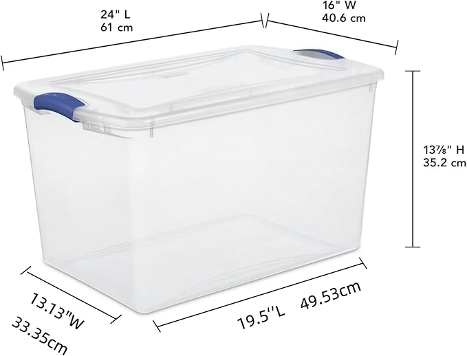 (2pack) 66 Quart Clear Plastic Storage Bins with Latch Lid, Extra Large Stackable Storage Containers for Home Organization, Heavy-Duty Plastic Storage Totes for Clothes, Blankets, Seasonal Items