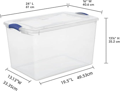 (2pack) 66 Quart Clear Plastic Storage Bins with Latch Lid, Extra Large Stackable Storage Containers for Home Organization, Heavy-Duty Plastic Storage Totes for Clothes, Blankets, Seasonal Items