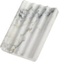 Koville African Natural Marble Soap Dish for Shower, Stone Soap Tray for Bathroom, Bar Soap Holder for Sink, Stripe Grooves Soap Saver Stone Dish Keep Bars Dry Easy Clean (Namib Bianco)