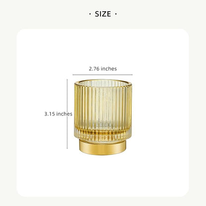 Makeup Brush Organizer, Toothbrush Holder, Desk Pen Pencil Holder, Multifunctional Vintage Glass Brush Cup (S/Gold/A3-12-US)