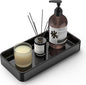 Gurygo 8" Ceramic Kitchen Soap Tray - Small Rectangular Vanity Tray for Bathroom - Countertop and Vanity Tray - Comestic Holder Bathtub Organizer - Bathroom Tray, (Black, Set/1)