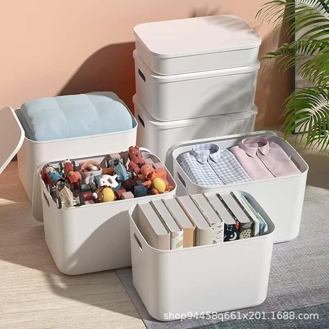 Set Of 6 Plastic Storage Bins,Versatile Kitchen Pantry Organization and Storage,for Plastic Storage Container Under Bed,Under Sink Bathroom Organizer (White, 4 XL+2 L)