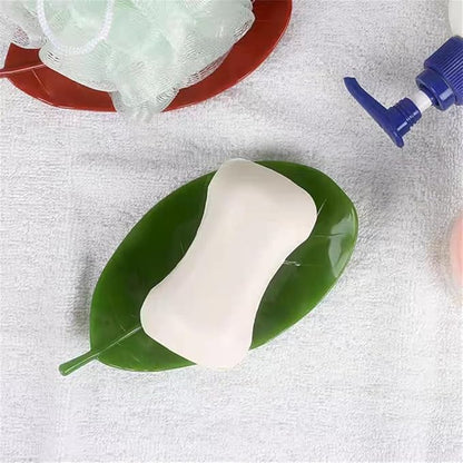 1Pcs Creative Simulated Leaf Soap Box - Bathroom Soap Holder, Ideal for Scented Soaps, Efficient Drainage for Laundry Soap, Elegant Soap Storage Rack (Green)