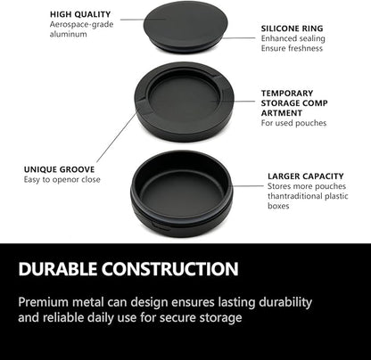 Portable Metal Can ZYN Box, Leak-Proof Design(black)