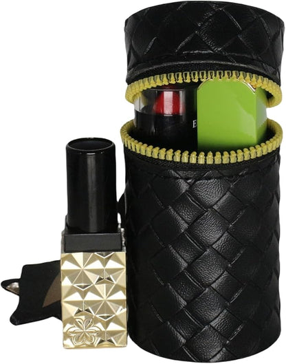 Lipstick storage box with decorative scarf keychain, can be hung in women's bag keychain, black