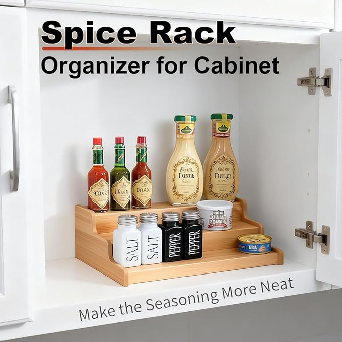 JinDoWin 2 Pack Cabinet Spice Rack Organizers - Enhanced Cabinet Spice Organizer, Practical Spice Rack Organizer for Cabinet and Efficient Cabinet Spice Organizer (2, 13 Inch)