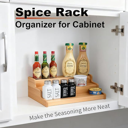 JinDoWin 2 Pack Cabinet Spice Rack Organizers - Enhanced Cabinet Spice Organizer, Practical Spice Rack Organizer for Cabinet and Efficient Cabinet Spice Organizer (2, 13 Inch)