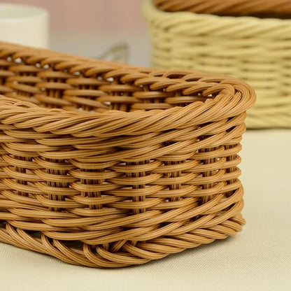 Angoily Rattan Woven Basket Tableware Storage Box for Chopsticks Forks Knives Lightweight Kitchen Utensil Organizer 11.81X4.33X2.75 Inches Compact Holder