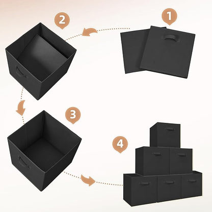 STORAGE MANIAC Storage Cubes, 13 Inch Collapsible Storage Bins with Handles, 10 Pack Fabric Foldable Bins for Organization, Durable Storage Bins for Closet, Shelves, Offices, Toys, 10-Pack Black