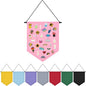 Wall Hanging Brooch Organizer Storage Board Colorful Enamel Pin Badge Canvas Display Banner Earrings Case Collection Holder 12.6x10in(Not Include Any Accessories) (Pink)