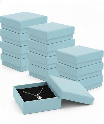 Rocutus Jewelry Gift Boxes for Necklace, Earring, Ring - Cotton Filled Cardboard Paper Jewelry Box Gift Cases for Wedding, 12 Pack Engagement, Gift Packaging, Luxury Jewelry Box, Ring Box (Blue)