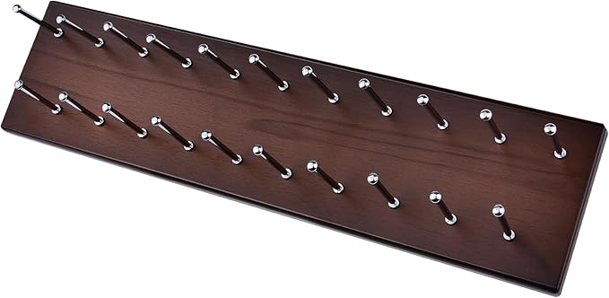 Tie Rack Wall Mounted, Wood Belt Hanger for Closet with 21 Chrome Hooks, Belt Storage Holder Organizer for Men Belts, Ties, Scarves, Wooden