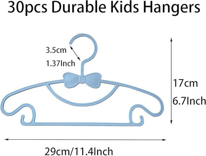 YYaaloa 30pcs Kids Clothes Hangers - Baby & Toddler Plastic Hangers (Blue, 30pcs)